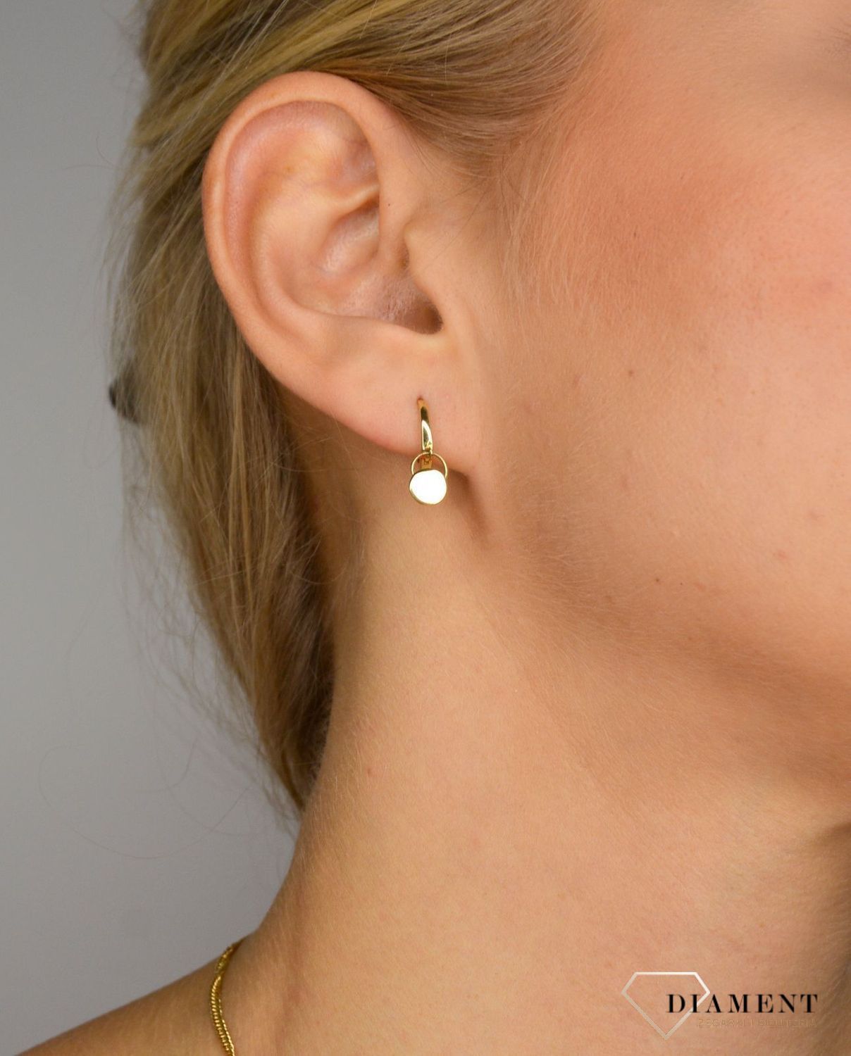 Złote kolczyki 585 z wiszącym kółeczkiem KL 6780.jpg